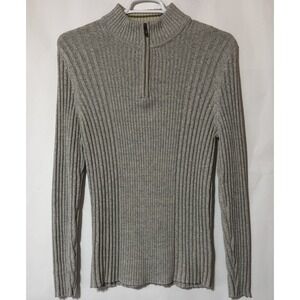 DKNY Sweater Adult Large Beige Pullover 1/4 Zip High Neck Casual Mens